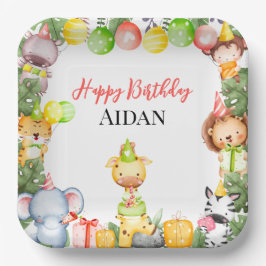 Prato De Papel Partido Safari Animal Kids