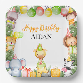 Prato De Papel Partido Safari Animal Kids