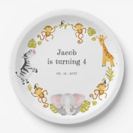 Prato De Papel Partido Selvagem - Aniversário de criança Safari A