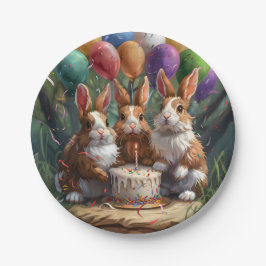 Prato De Papel Partido Woodland Rabbits