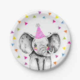 Prato De Papel Party Animals Safari Wild Elephant Jungle Birthday