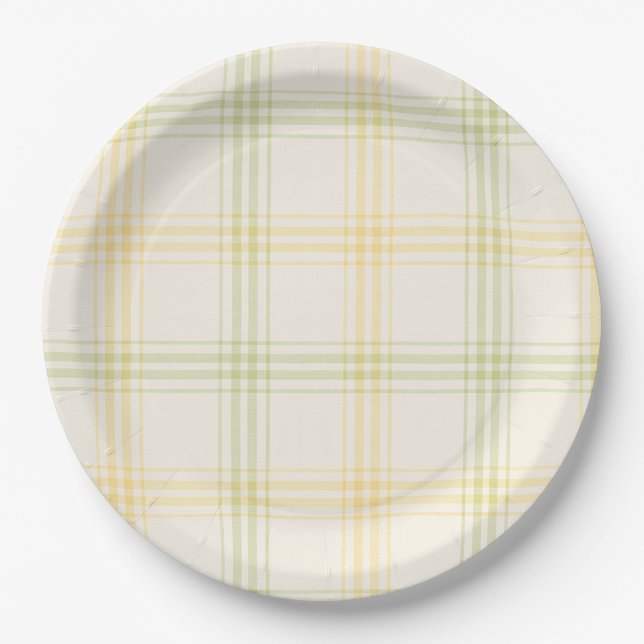 Prato De Papel Party Plate | Lime & Lemon Plaid | Gin & Tonic (Frente)