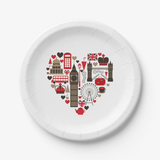 Prato De Papel Party Plate Love London (Frente)