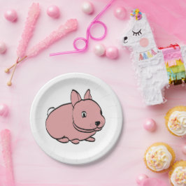 Prato De Papel Party plate with Pink Rabbit design
