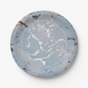 Prato De Papel Pás De Prata Com Placas De Papel Azul