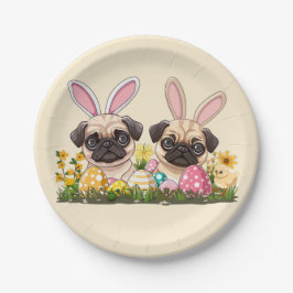 Prato De Papel Páscoa Cachorros Coelhinhos