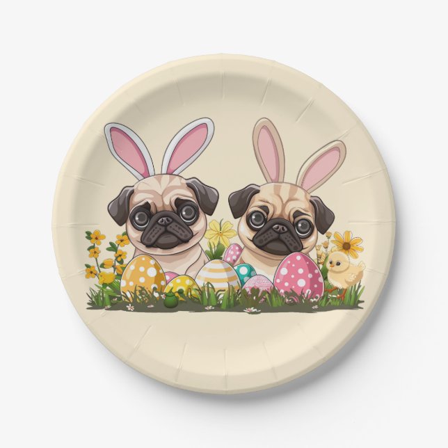 Prato De Papel Páscoa Cachorros Coelhinhos (Frente)