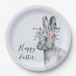 Prato De Papel Páscoa Coelhada com Flor de Água
