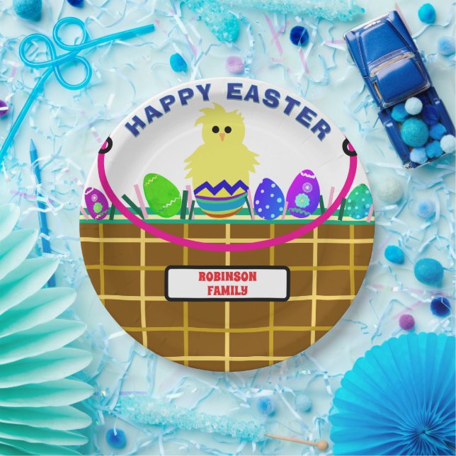 Prato De Papel Páscoa de ovos de Pintinho amarela (Festa)