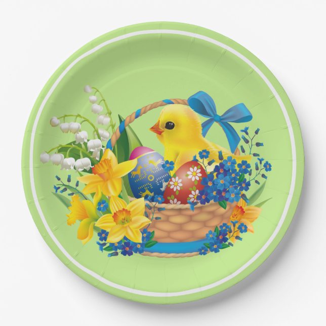 Prato De Papel Páscoa em uma Festa de Flowers (Frente)