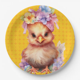 Prato De Papel Páscoa Galinha Amarelo 1