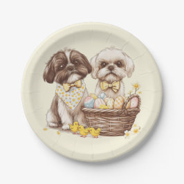 Prato De Papel Páscoa Shih Tzu Dogs