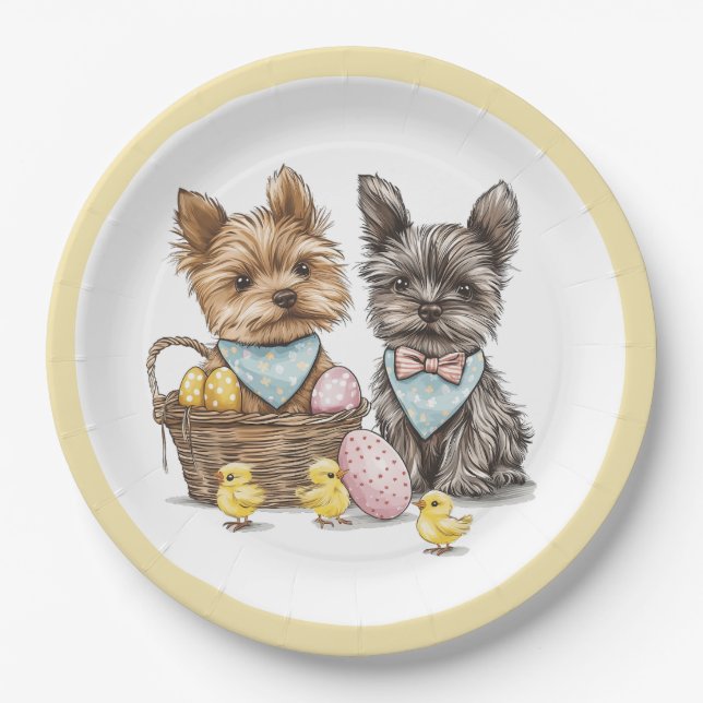 Prato De Papel Páscoa Yorkshire Terrier Dogs (Frente)