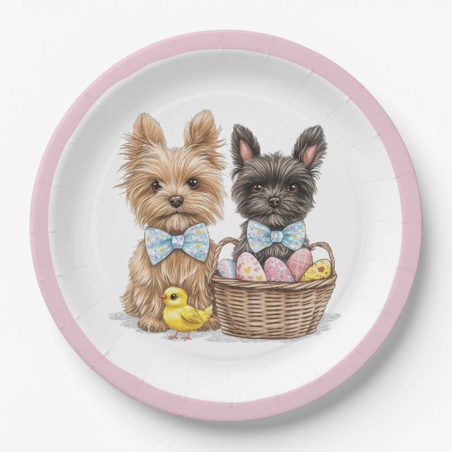 Prato De Papel Páscoa Yorkshire Terrier Dogs (Frente)