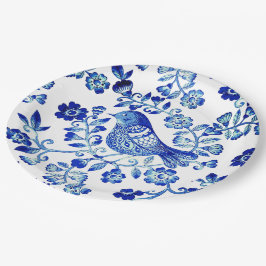 Prato De Papel Pássaro Azul de Delft 🐦 floral Francês País Sctol