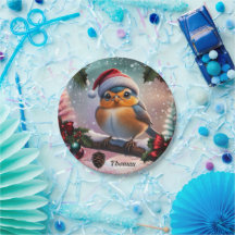 Pássaro de Natal bonito sentado num galho