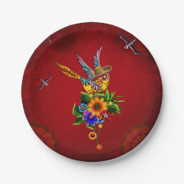 Prato De Papel Pássaro do crânio de açúcar engraçado