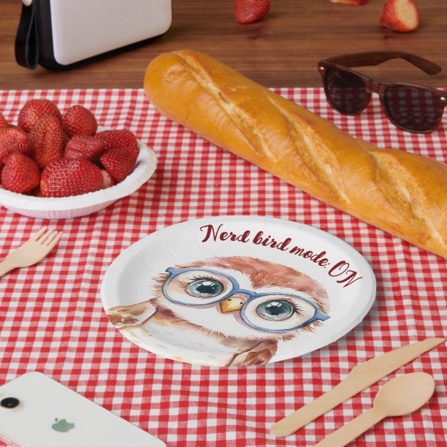 Prato De Papel Pássaro do Nerd do geek (Piquenique)