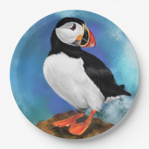 Prato De Papel Pássaro Puffin Atlântico - Lindo - Pintura