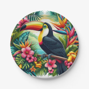 Prato De Papel Pássaro Tropical/Jungle Toucan