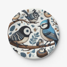 Prato De Papel Pássaros Azuis Quirky