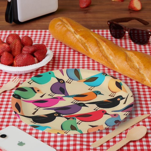 Prato De Papel Pássaros Bons E Bons (Piquenique)