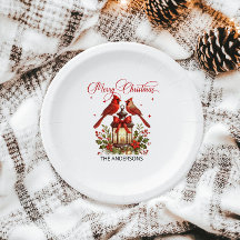 Pássaros Cardinal em Lanterna de Natal em Aquarela