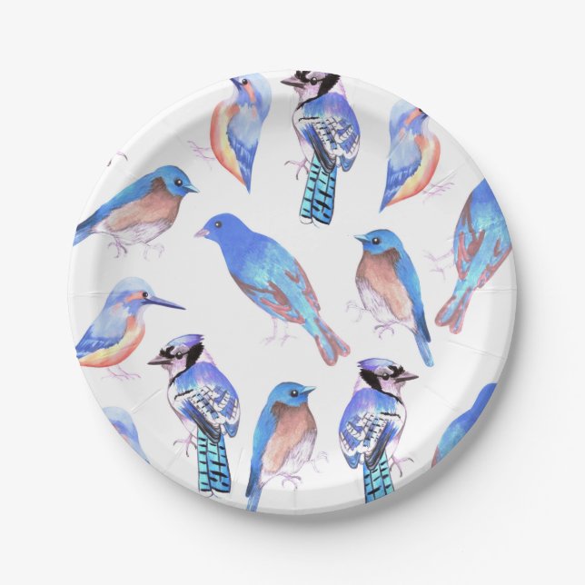 Prato De Papel Pássaros nos matizes e nas máscaras de amantes do (Frente)