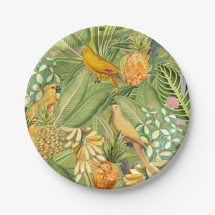 Prato De Papel Pássaros Tropicais Vintage no Paraíso da Selva ama