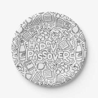 Prato De Papel Passover Black and White Paper Plate