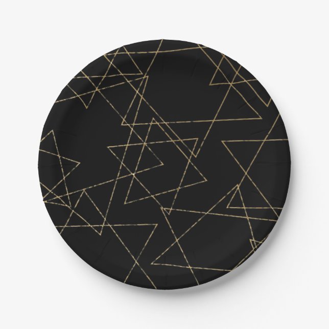Prato De Papel Passover Black Dourado Stars (Frente)