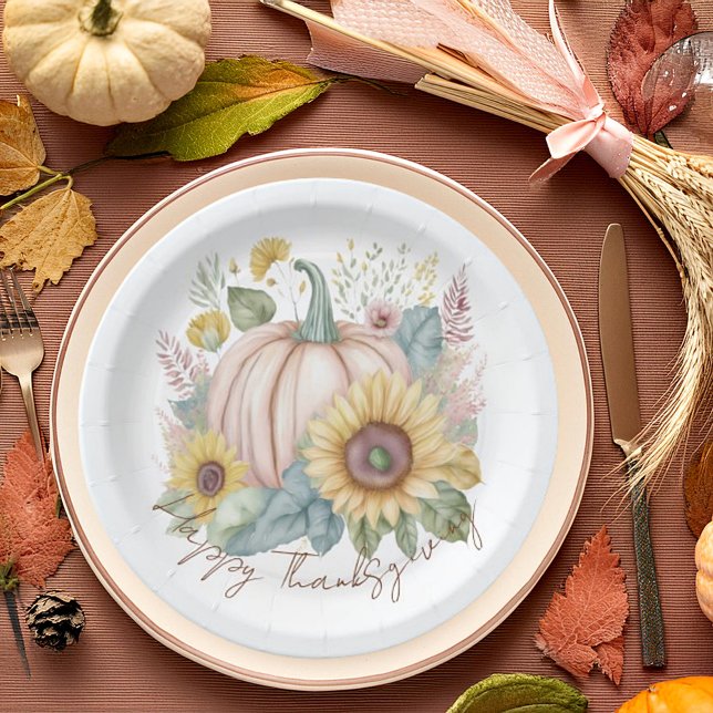 Prato De Papel Pastel-abóbora e boho-floral (Criador carregado)