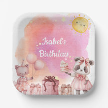 Pastel Animal Birthday Party Paper Plate