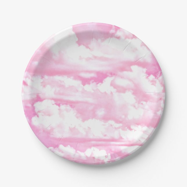Prato De Papel Pastel Baby Pink Happy Cloudy Decor (Frente)