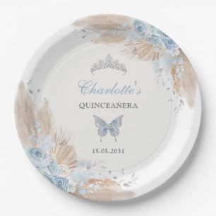 Prato De Papel Pastel Blue Quinceanera Boho Princess Mis Quince