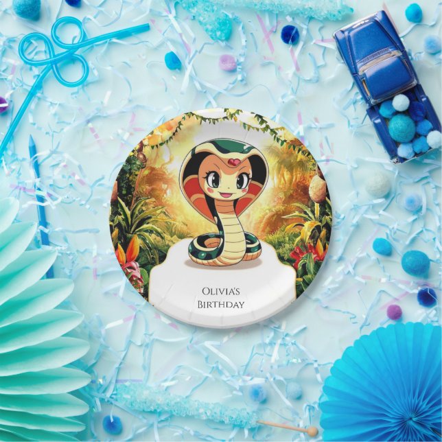 Prato De Papel Pastel Boho Cobra Birthday (Festa)