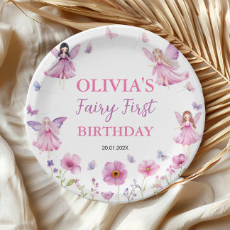 Prato De Papel Pastel Fairy Floral Magical Garden Birthday