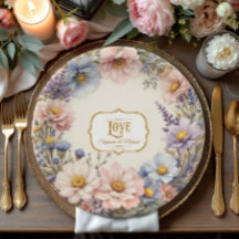 Pastel Floral Elegante Cor de Água Rosa Azul n Dou