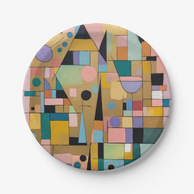 Prato De Papel Pastel Geometric Metropolis (Frente)