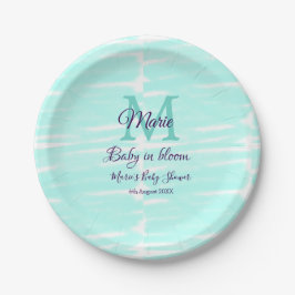 Prato De Papel Pastel green baby in bloom monogram baby shower te