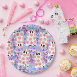 Prato De Papel Pastel Halloween Floral Ghosts