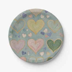 Prato De Papel Pastel Heart Tapeçaria