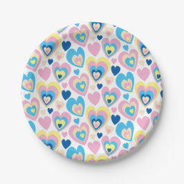 Prato De Papel Pastel Hearts.