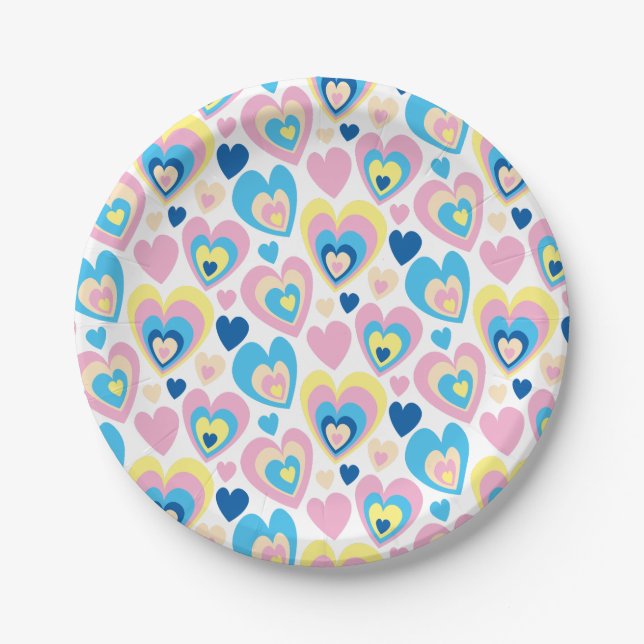 Prato De Papel Pastel Hearts. (Frente)