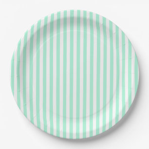 Prato De Papel Pastel Mint Green Stripes Verão