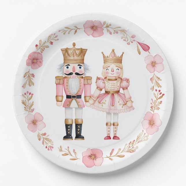 Prato De Papel Pastel Nutcracker Ballet Christmas Paper Plates (Frente)