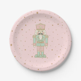 Prato De Papel "Pastel Nutcracker Party Plate – Whimsical Holiday