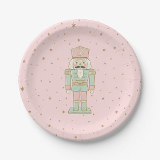 Prato De Papel "Pastel Nutcracker Party Plate – Whimsical Holiday