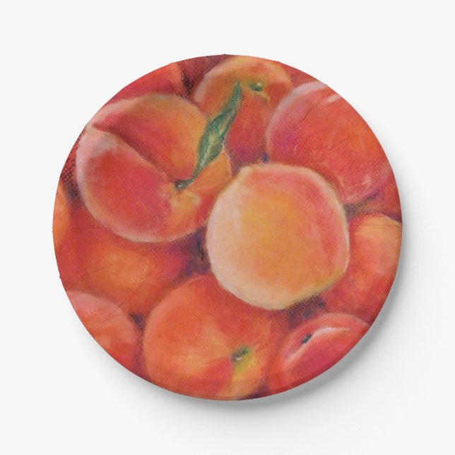 Prato De Papel Pastel Peach Plates Summer Garden (Frente)
