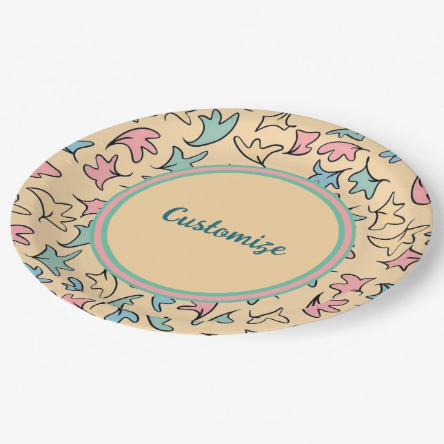 Prato De Papel Pastel personalizado deixa amarelo (Inclinado)